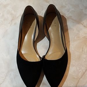 Naturalizer black suede and leather d'orsay flats